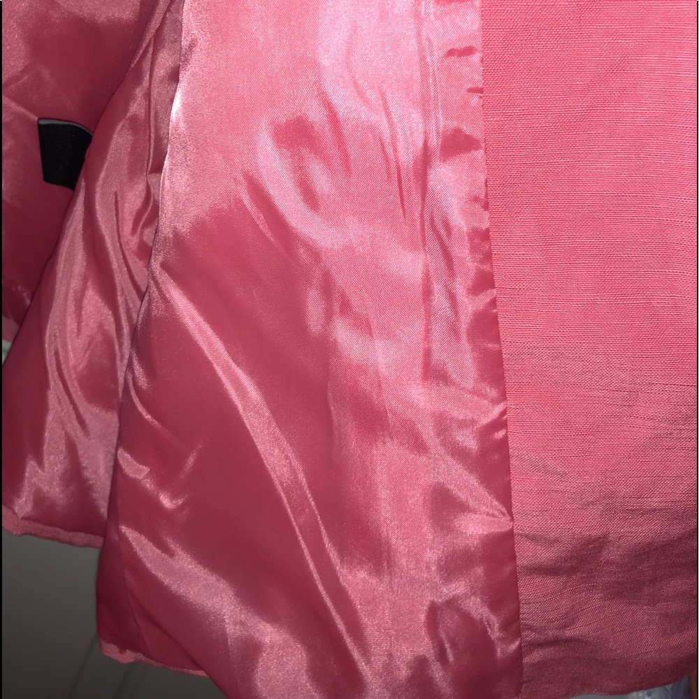NWT LARRY LEVINE Coral Contrast Stitching Linen Jacket Blazer - Picture 8 of 9